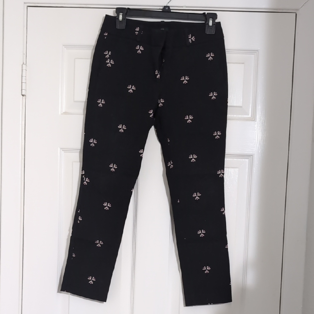 LOFT Black Chinos with Subtle Pattern